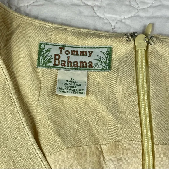 🔥Tommy Bahama 100% Silk Knee Length Yellow Butter Dress - Picture 6 of 13